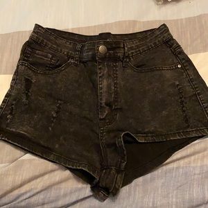 Black Distressed Shorts